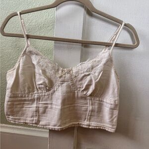 Cream Lace Trim Cami Top